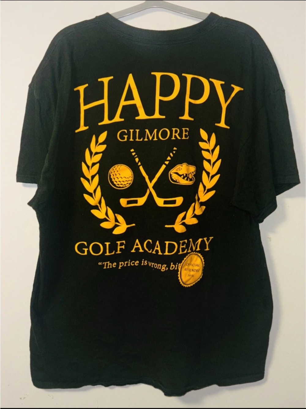 Happy Gilmore Golf Academy Tee - Black with Gold Print